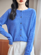 100% Merino Wool Crewneck Cardigan Sweater