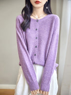 100% Merino Wool Crewneck Cardigan Sweater