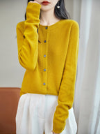 100% Merino Wool Crewneck Cardigan Sweater