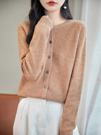 100% Merino Wool Crewneck Cardigan Sweater