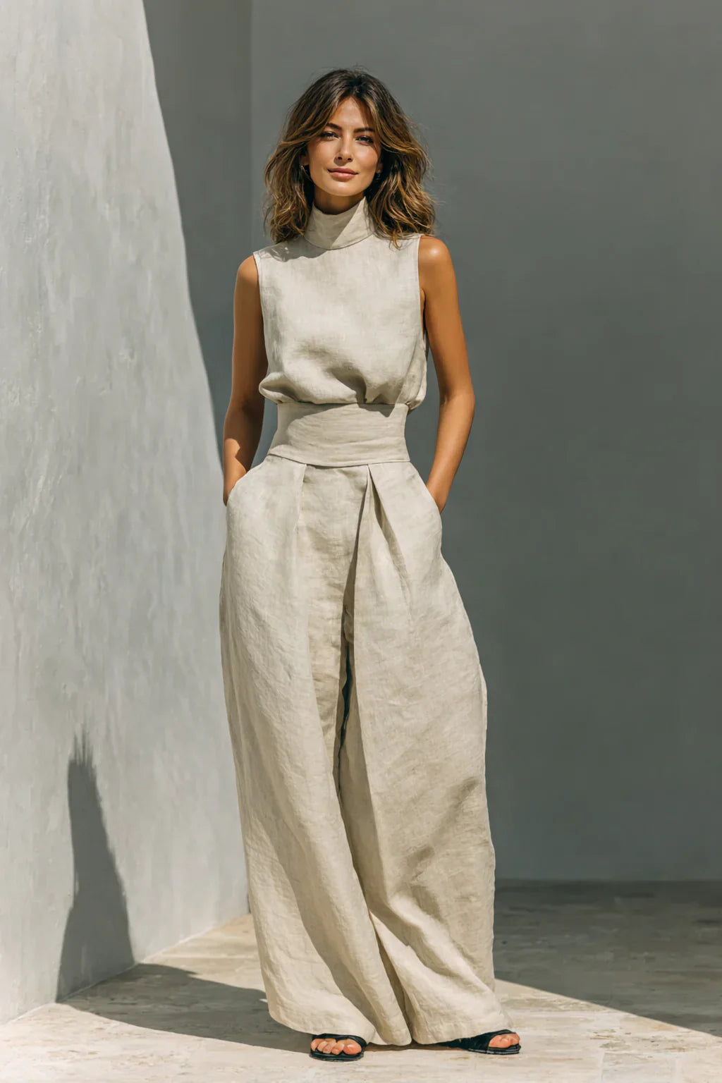 Élise – Linen Flow Jumpsuit
