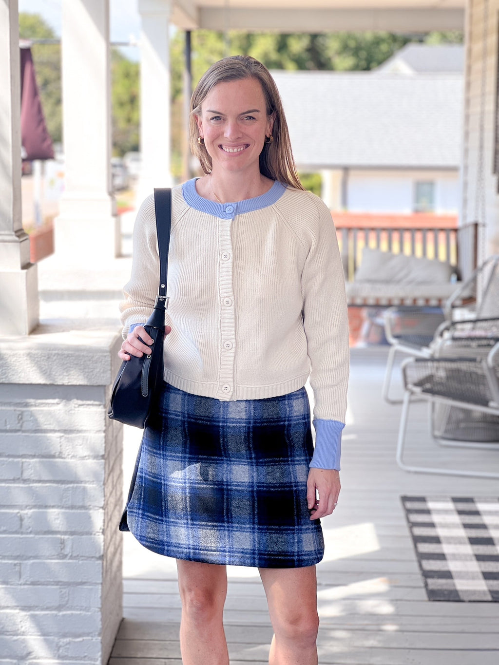 Gregoriana Cardigan, White Beach/Azure